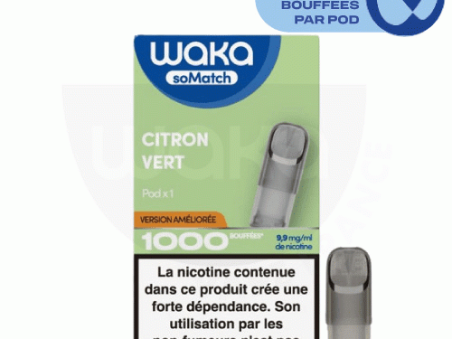 Waka somatch citron, waka so match, pod waka, waka vape, waka vape france, recharge waka, waka puff recharge, so match, waka France, waka kiwi citron vert