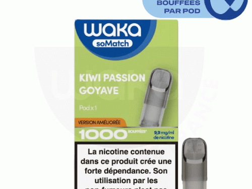 Waka somatch kiwi passion goyave, waka so match, pod waka, waka vape, waka vape france, recharge waka, waka puff recharge, so match, waka France, waka kiwi passion