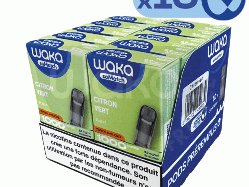 Waka somatch citron en boite, waka citron vert x10, waka pod citron, waka so match citron vert, recharge waka citron, somatch pod mini citron