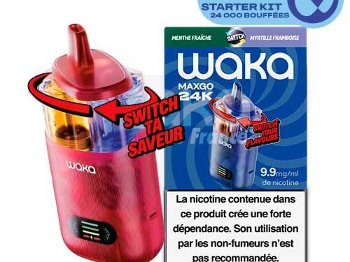 Waka maxgo 24k menthe et myrtille framboise, waka 24K menthe fraiche & myrtille framboise, waka 24K, waka maxgo vape, batterie waka 24K, waka maxgo rechargeable