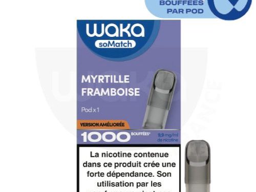 Waka somatch Myrtille Framboise, waka somatch, pod waka, waka pod, waka vape france, recharge waka, recharge waka puff, so match, waka France, recharge waka, waka myrtille